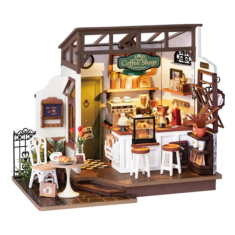 若来NO.17咖啡店防尘罩套装生日礼物女生diy小屋文创桌面摆件
