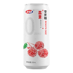 宏宝莱 荔意0蔗糖0脂0卡荔枝味汽水气泡果汁味饮料330ml*12罐 整箱装