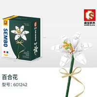 森宝积木花成人女孩拼装花束装饰智力拼插模型摆件儿童玩具小颗粒塑料玫瑰花6-14岁 森宝601242百合花