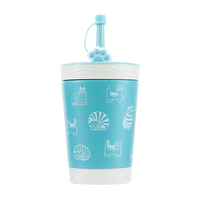 contigo 康迪克不锈钢冷萃吸管杯咖啡杯毛绒猫咪款390ml含杯套HBC-JUI081 绿色毛绒猫咪(送杯套)