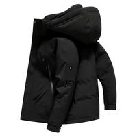 雪中飞 SNOWFLYING冬季羽绒服男短款连帽大口袋城市轻户外潮流防寒保暖外套 黑色 175-140-160斤