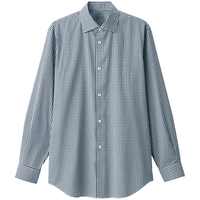 無印良品 MUJI 男式 免熨烫 半宽角领长袖衬衫 男装 衬衣 格子 纯棉全棉 深藏青色格纹 S(165/84A)