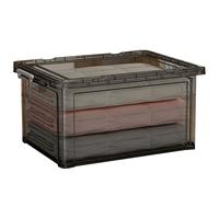 优勤（YOUQIN）整理收纳箱家用塑料收纳盒衣服裤子大容量透明放娃娃玩具书籍储物 【加大加厚】灰透-单只装 70#【390*280*225mm】