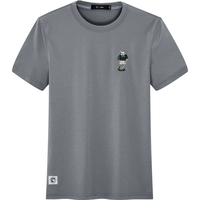 七匹狼短袖T恤男士夏季圆领休闲绣花设计舒适男装上衣 005(浅灰) XL 175/92A