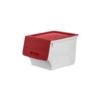 茶花斜口收纳箱大号儿童零食玩具收纳盒家用衣服储物箱搬家行李箱 1个装-34L【红色】