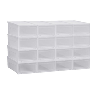 IRIS 爱丽思 塑料鞋柜透明翻盖式大号鞋盒防尘防潮鞋架翻收纳盒 16个装  中号16只