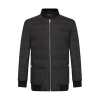 柒牌羽绒服冬季男秋冬厚款白鸭绒字母印花棒球外套125JE70070 黑色 L