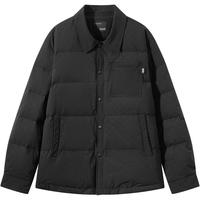 GXG男装 【衬衫式】满印老花轻薄羽绒服男士保暖外套 24冬季 黑色 175/L