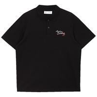 杰克·琼斯（JACK&JONES）夏季男士略宽松版型字母刺绣海岛风泡泡纱翻领Polo衫224206054 黑色S03 常规 黑色S03 175/96A/M