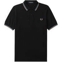 FRED PERRY 男士POLO衫2024夏季商务短袖重磅麦穗刺绣多彩T恤M3600