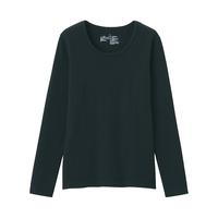 無印良品 MUJI 無印良品  女式 弹力罗纹织 长袖T恤 BBC03A2S 黑色 XS