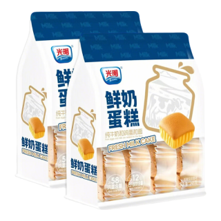 光明 牛奶蛋糕鲜奶蒸蛋糕学生戚风代早餐面包充饥饱腹糕点儿童零食 鲜奶蛋糕248g*2袋