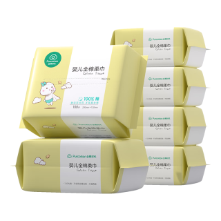 全棉时代 婴儿棉柔巾100%纯棉干湿两用洗脸巾100抽*6包