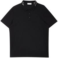 杰克·琼斯(JACK&JONES)25年男装短袖POLO衫男士【凉感】商务休闲字母提花翻领夏季T恤 E40黑色 常规 L