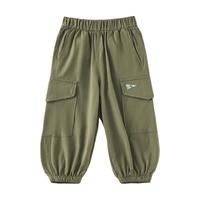 欧孕 凉感透气 儿童工装裤  军绿