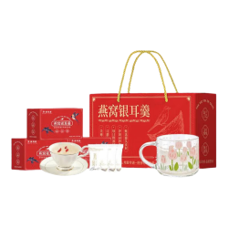 王小珥 鲜珥家燕窝银耳羹冲泡即食软糯多胶营养代餐冲泡焖烧杯银耳羹礼盒  15g*18包 +早餐杯