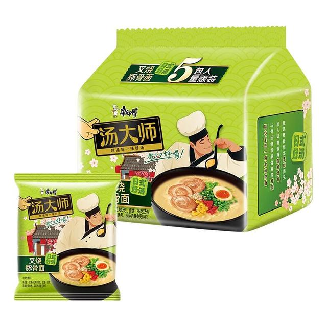 88VIP：康师傅 汤大师日式叉烧豚骨面110g*5袋