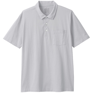 無印良品 MUJI 水洗天竺织短袖POLO衫 浅灰色 XS