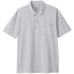 無印良品 MUJI 水洗天竺织短袖POLO衫 浅灰色 XS