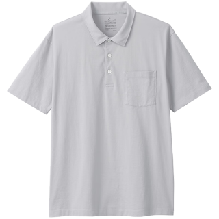 無印良品 MUJI 水洗天竺织短袖POLO衫 浅灰色 XS