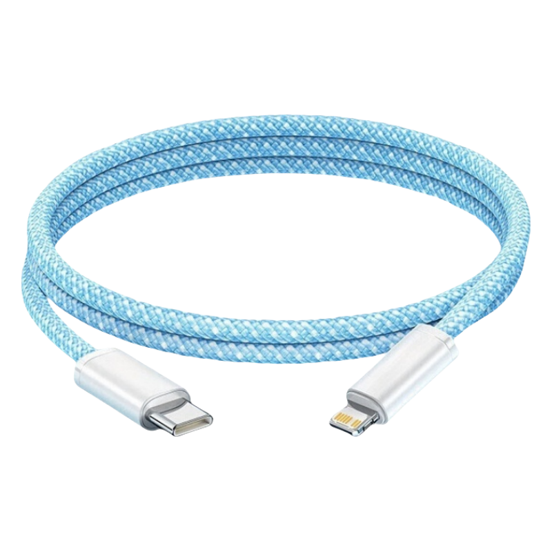  吉格顿 炫彩织 苹果PD20W快充数据线  尼龙织 Lightning 蓝色 Type-C 20W 3A