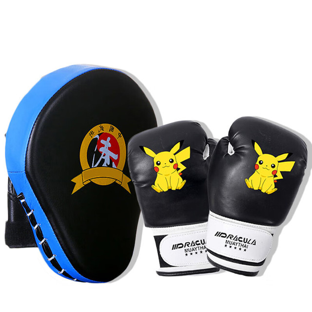 泰拳德古拉 MUAYTHAI DRACULA 拳击手套儿童套装手套训练脚靶手靶 拳套+单只手靶 黑色 通用童码