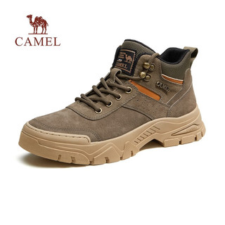 骆驼（CAMEL）男鞋 复古软底马丁靴防滑耐磨登山徒步鞋厚底增高休闲工装靴 G 流沙色/咖啡 4