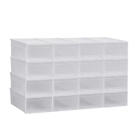 爱丽思（IRIS）大号透明鞋盒收纳盒防尘防潮鞋架可叠加储物盒鞋柜 16个装  大号16只