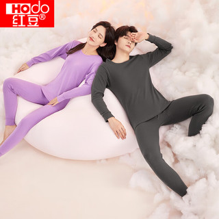 红豆（Hodo） 秋衣秋裤纯棉薄款套装 全棉圆领基础打底棉毛衫裤秋 男款墨色灰（圆领） 180/105(2XL)