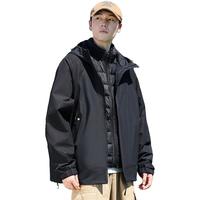 雪中飞 SNOWFLYING三合一冲锋衣羽绒服男女同款冬季防风户外运动连帽保暖羽绒上衣 活力黑 XL