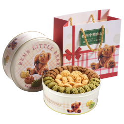 Rene Little Bear 香港小熊曲奇饼干零食礼物伴手礼物 花曲混合(原味+抹茶+咖啡)505g