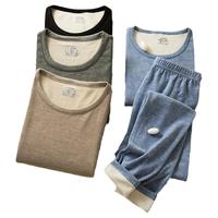 诗莉奥（SHILIAO）男士无痕女加绒加厚秋衣秋裤式保暖内衣无痕 AB男黑色 L