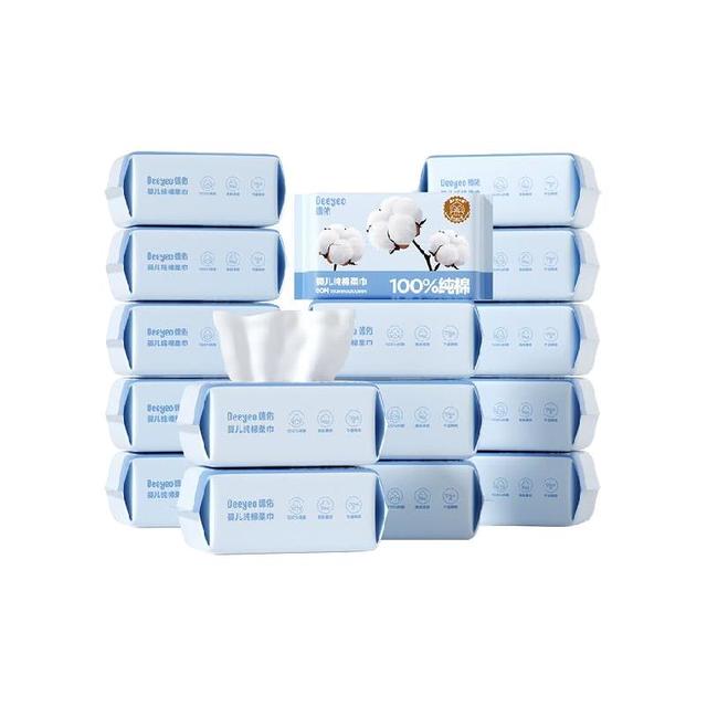 88VIP：德佑 婴儿纯棉棉柔巾洗脸巾干湿两用擦脸巾新生儿80抽*12包