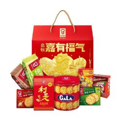 嘉顿 年货大礼包 组合装 饼干威化糖果加拿喜饼年货公司婚庆礼 嘉有福气礼盒1575g