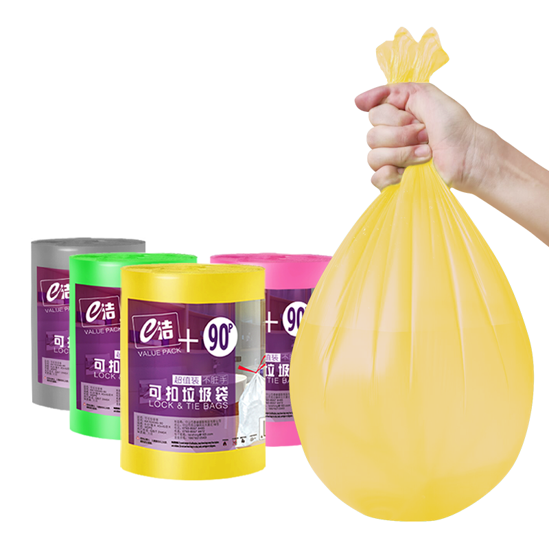  E-CLEAN/e洁 加厚 垃圾袋  平口 40x45cm 1卷共90只 长40cm；宽45cm 黑色 小号 1丝