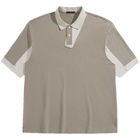 太平鸟男装休闲polo衫时尚翻领短袖夏季宽松质感男士 咖绿色第一批（阔型） M