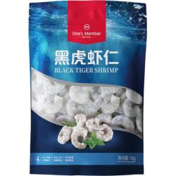 京东超市 One's Member 黑虎虾仁 0添加人工保水剂 海鲜水产 去虾线 净重1Kg（66-88只）