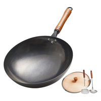 冀铁锤章丘炒锅铁锅炒菜锅不易粘锅手工锻打无涂层熟铁锅燃气灶32cm 宗师镜面黑锅(2-4人) 32cm