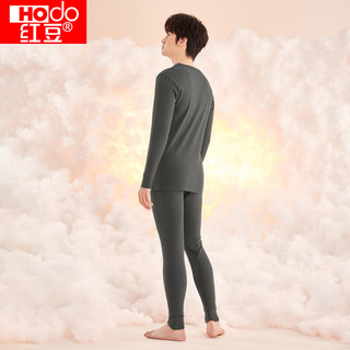 红豆（Hodo） 秋衣秋裤纯棉薄款套装 全棉圆领基础打底棉毛衫裤秋 男款墨色灰（圆领） 180/105(2XL)