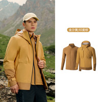 361°361山河衣男女雨屏冲锋衣2025冬季三合一冲锋衣防水登山服T 金沙黄/印度棕【三合一】 XS