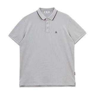 杰克·琼斯（JACK&JONES）25年polo衫男夏季无忧搭撞色罗纹翻领商务刺绣logo男士短袖POLO衫 浅灰C39 M