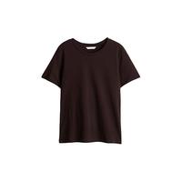 H&M纯棉简约休闲潮流时尚圆领短袖T恤1270848 深棕色 M 165/96