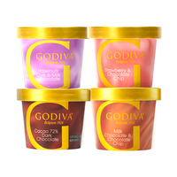 歌帝梵(GODIVA)冰淇淋四杯组合装72%可可*1+黑巧碎*1+榛子味*1+草莓味*1