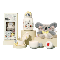 RELEA 316食品级儿童保温杯大容量带吸管男女孩小便携水杯 卡拉白毛绒款