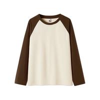 班尼路S&K系列长袖t恤女100%纯棉春秋时尚高级感上衣内外搭运动衣服 咖#纯色 L