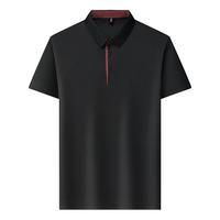 罗蒙（ROMON）冰丝短袖t恤男士2025夏季翻领polo衫休闲爸爸半袖体恤上衣 黑色 XL