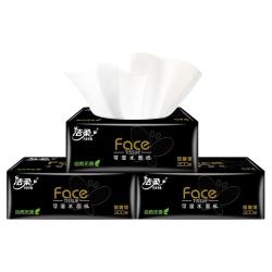 洁柔 抽纸 黑Face3层100抽*30包 可湿水面巾纸 干湿两用卫生纸纸巾