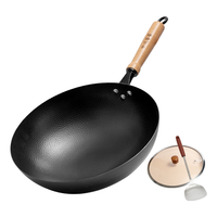 冀铁锤章丘炒锅铁锅炒菜锅不易粘锅手工锻打无涂层老式熟铁锅燃气灶34cm 锤点黑锅【5-6人】 34cm