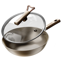 京严匠造 有钛无涂层不粘锅炒锅平底炒锅 32cm 双面钛盾 无氟涂层 防刮耐磨