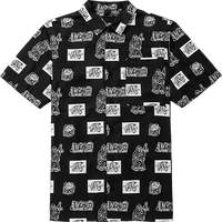 VANS 男款时尚LOGO图案印花休闲短袖衬衫